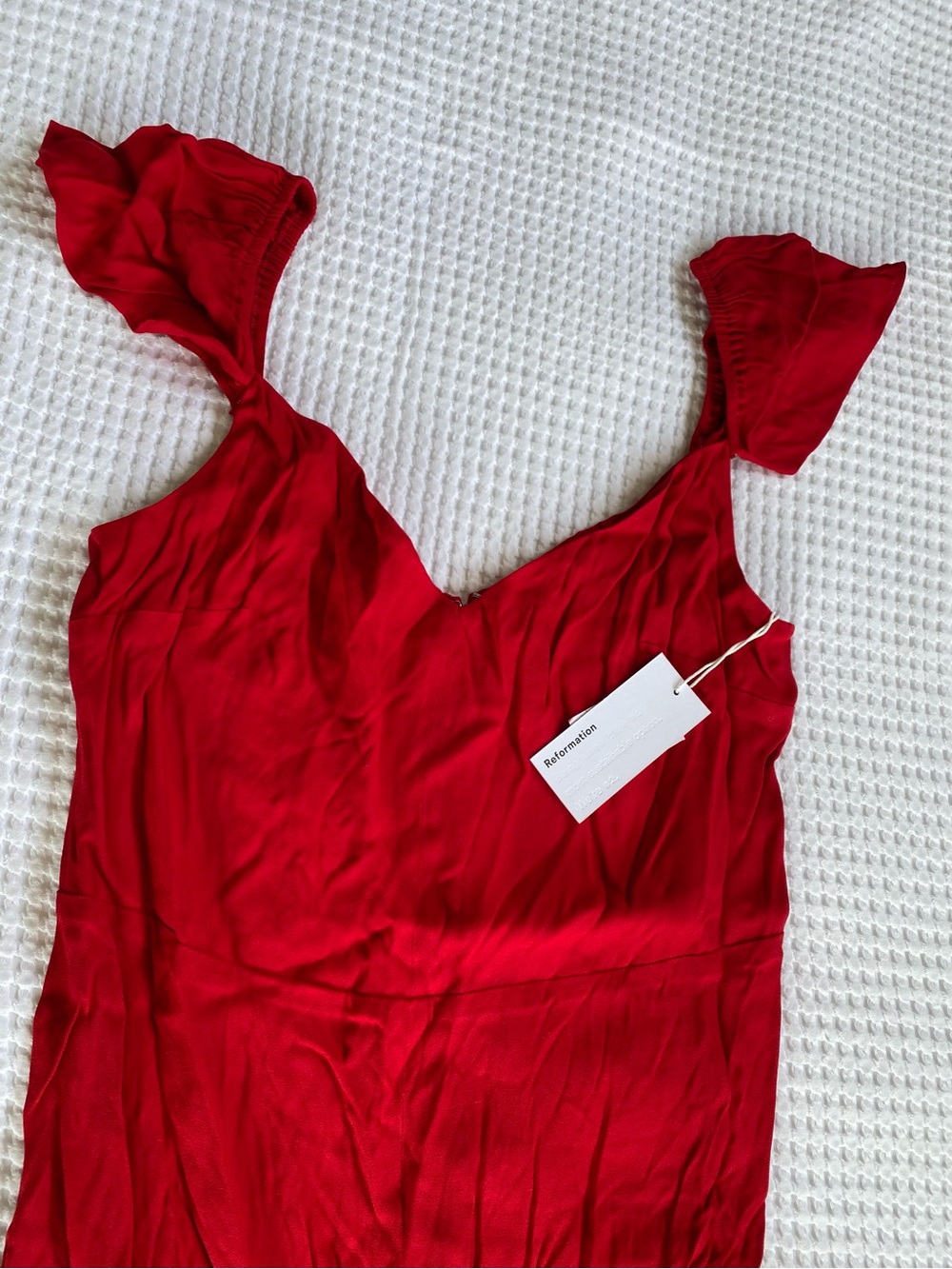 Reformation Baxley Red Midi Dress Size 12 NWT - Picture 8 of 11